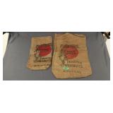 Pair of vintage planters peanuts burlap bags