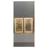 (2) Vintage Victorian Framed Pictures 14.5'x24.75'
