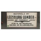 Painted Plyboard Leesburg Lumber Advertising Sign
