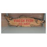 Wood Painted Fish Advertisement Sign 54.5'x14.75'