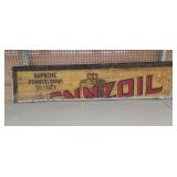 Top piece of vintage Pennzoil tin sign