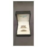 Sterling silver and diamond engagement ring set