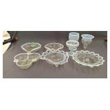 Assortment of opalescent candy dishes