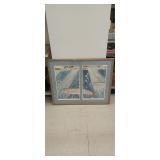Vintage framed double panel print of rainbow trout