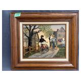 H. Hargrove Canvas Painting in Wood Frame