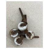 4- Antique Porcelain Casters, 2'