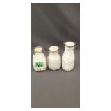3 vintage half pint milk bottles