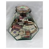 Hexagonal Glass Jar with lid 12' with match books