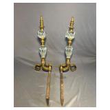 St Clair Brass & White Floral Crystal Andirons