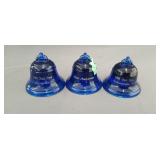 (3)Vtg. Bell System Cobalt Blue Glass Paperweights
