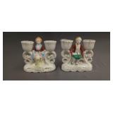 Pair of porcelain candle holders