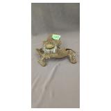 vintage Art Nouveau style ornate brass inkwell