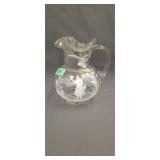Antique Mary Gregory clear glass water pitcher
