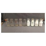 9 vintage half pint milk bottles