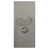 Sterling silver bracelet and ring
