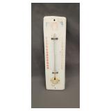 Vintage security feeds tin advertising thermometer