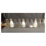 10 vintage glass pint milk bottles