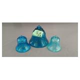 Three Glass Bell Paperweights (2) 2'x2'