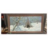 Tepee in the woods scene painting by Pat Arnold