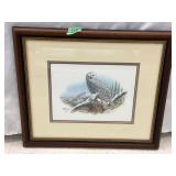 Blake Print White Owl Lithograph Framed 17'x20'