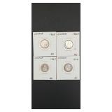 4- Canadian 10-cent silver coins