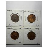 4-Mexican 10 Centavos coins