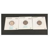3- Canadian 5 Cent Silver Coins