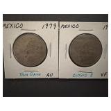 2-Mexico 1 Peso coins 1979-80