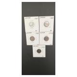5- Canadian 10 Cent Coins
