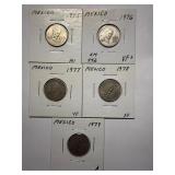 5- Mexico 20 Centavos coins