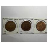 3- Mexico 50 Centavos Coins 1955, 2- 1956