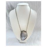 Sterling Silver White Agate Geode Pendant Necklace