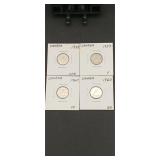 4- Canadian 10-cent silver coins