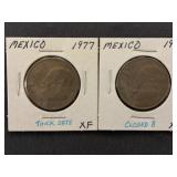 2-Mexico 1 Peso coins 1977,78