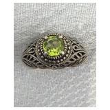 925 CNA Sterling Silver Vintage Peridot Filigree