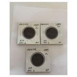 3- Mexico 1 Centavo Coins 1887,2- 1889