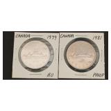 1979, 1981 Canadian Dollar Coins