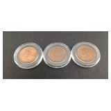 3- Indian Head Cent Coins 1905,2- 1907