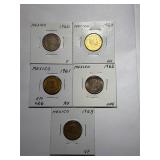 5-Mexican 5 centavos coins