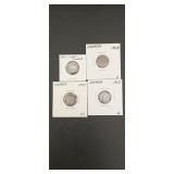4- Canadian 5 Cent Silver Coins