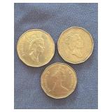 3- Canadian Loonie 1 Dollar Coins