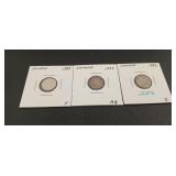 3-Canadian Victoria 5-cent silver coins