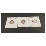 3-Canadian Victoria 5-cent silver coins