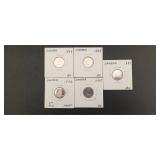 5- Canadian 10 Cent Coins