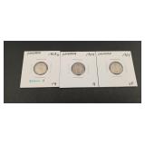 3ï¿½ Canadian 5 Cent Silver Coins