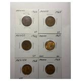 6-Mexican 5 centavos coins