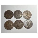 6-Mexico 2 Centavos Coins