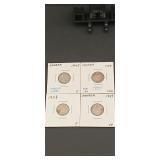 4- Canadian 10-cent silver coins
