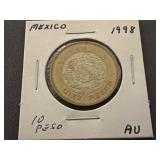 1998 Mexican 10 Peso Coin