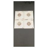 4- Canadian 10-cent silver coins